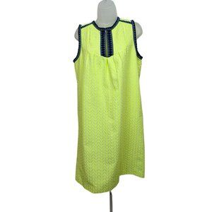 J. Crew Women's Arrow Print Neon Yellow Sleeveless Sheath Dress Size 10 TALL